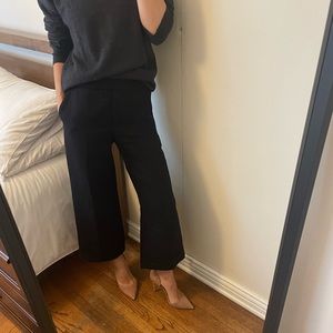 SANDRO black wide leg cropped trouser